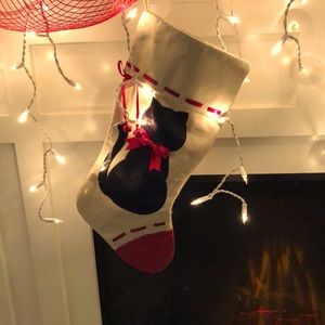 Christmas kitty burlap stocking